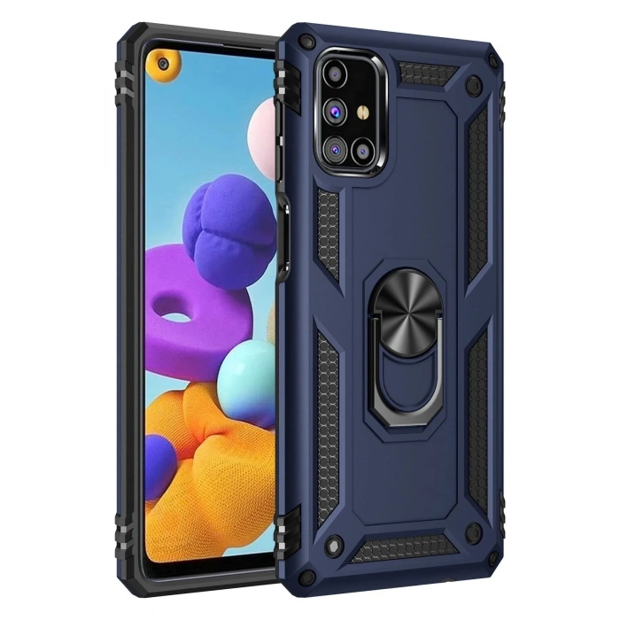 Samsung Galaxy M51 Kılıf Sofya Yüzüklü Silikon Kapak - Lacivert