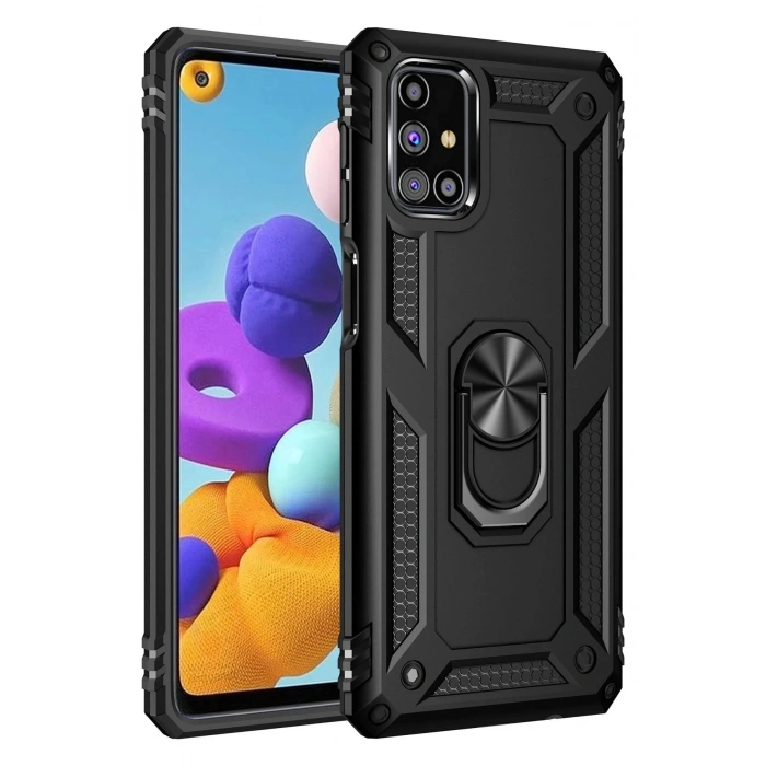 Samsung Galaxy M51 Kılıf Sofya Yüzüklü Silikon Kapak - Siyah