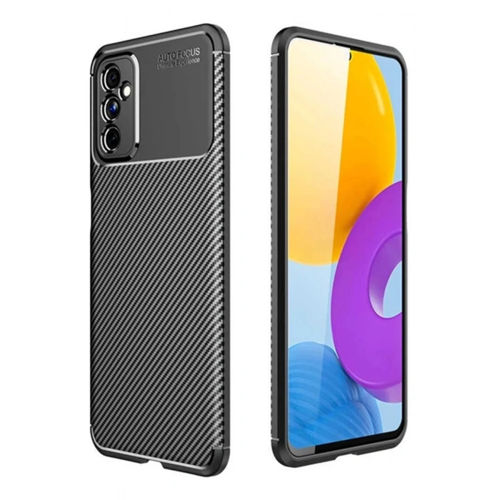 Samsung Galaxy M52 5G Kılıf Auto Focus Karbon Kapak - Siyah