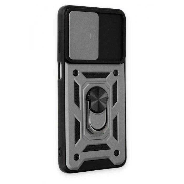 Samsung Galaxy M52 5G Kılıf Pars Lens Yüzüklü Silikon - Gümüş