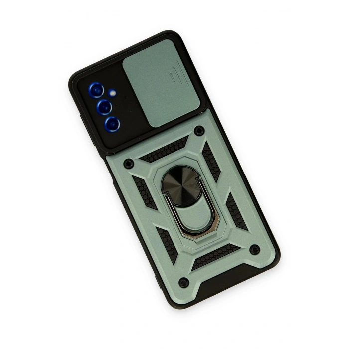 Samsung Galaxy M52 5G Kılıf Pars Lens Yüzüklü Silikon - Yeşil