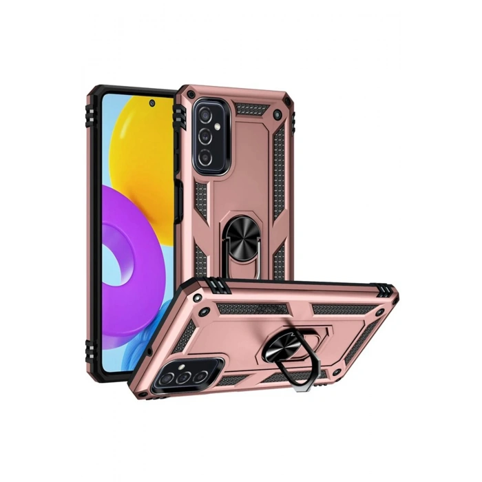 Samsung Galaxy M52 5G Kılıf Sofya Yüzüklü Silikon Kapak - Rose