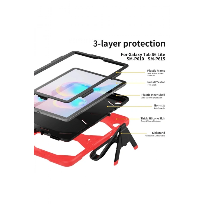 Samsung Galaxy P610 Tab S6 Lite 10.4 Kılıf Griffin Tablet Kapak - Kırmızı