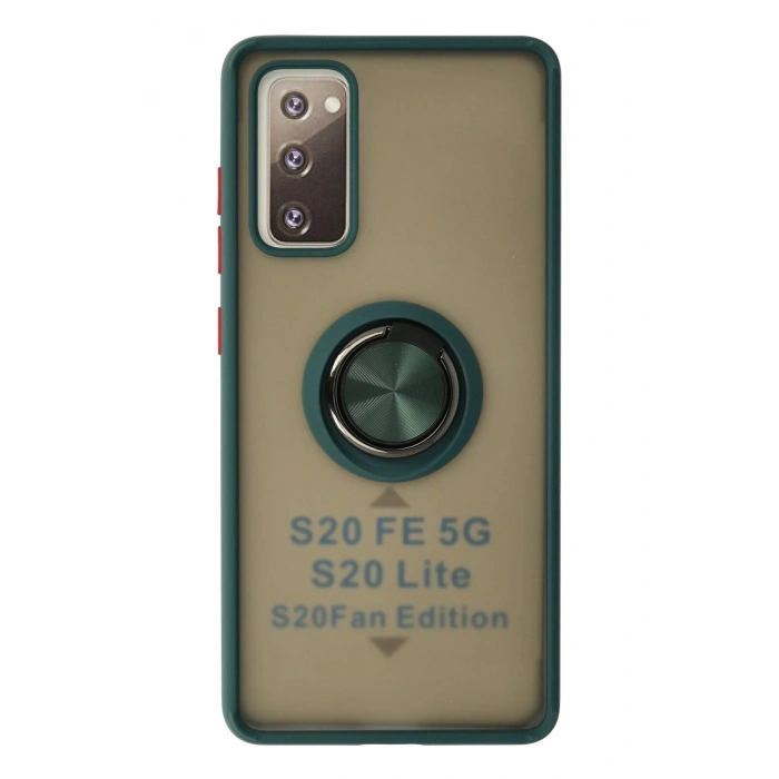 Samsung Galaxy S20 FE Kılıf Montreal Yüzüklü Silikon Kapak - Yeşil