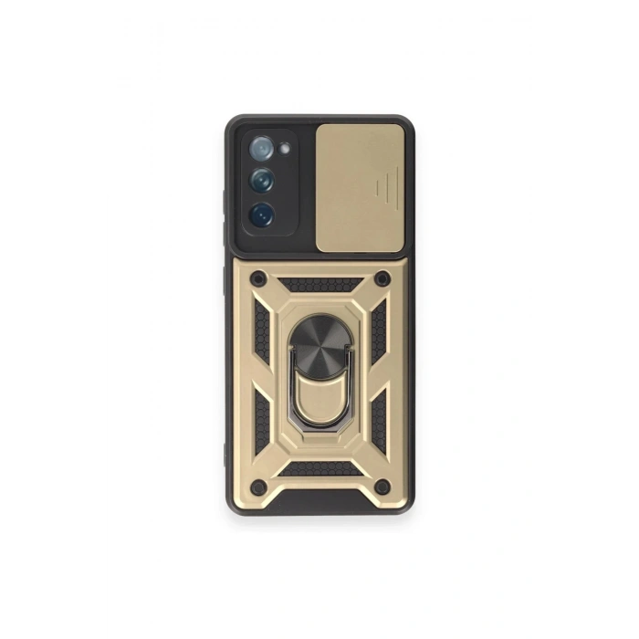 Samsung Galaxy S20 FE Kılıf Pars Lens Yüzüklü Silikon - Gold