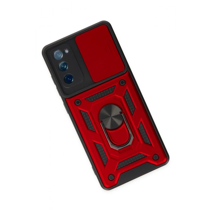 Samsung Galaxy S20 FE Kılıf Pars Lens Yüzüklü Silikon - Kırmızı