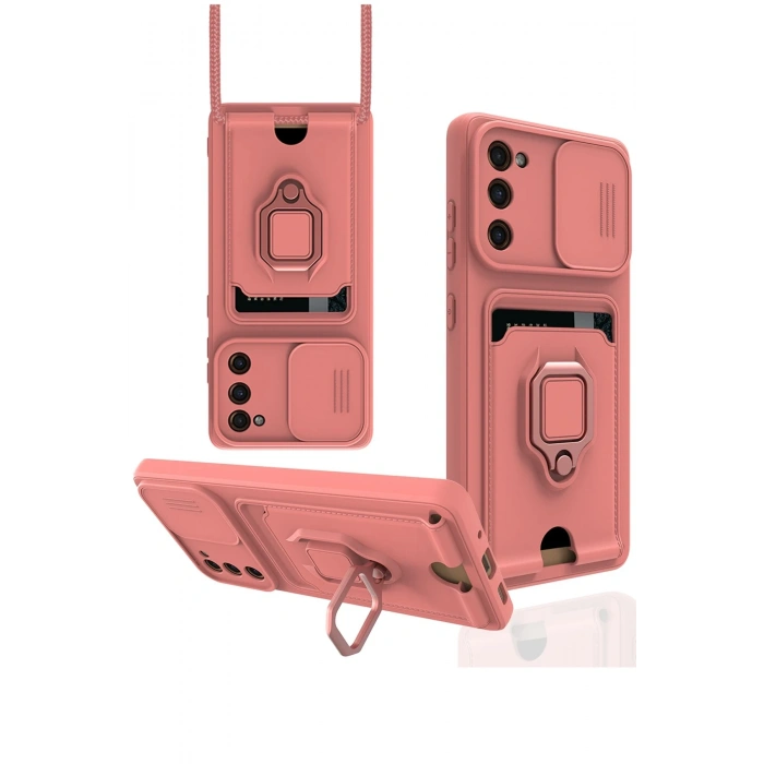 Samsung Galaxy S20 FE Kılıf Zuma Kartvizitli Yüzüklü Silikon - Pembe