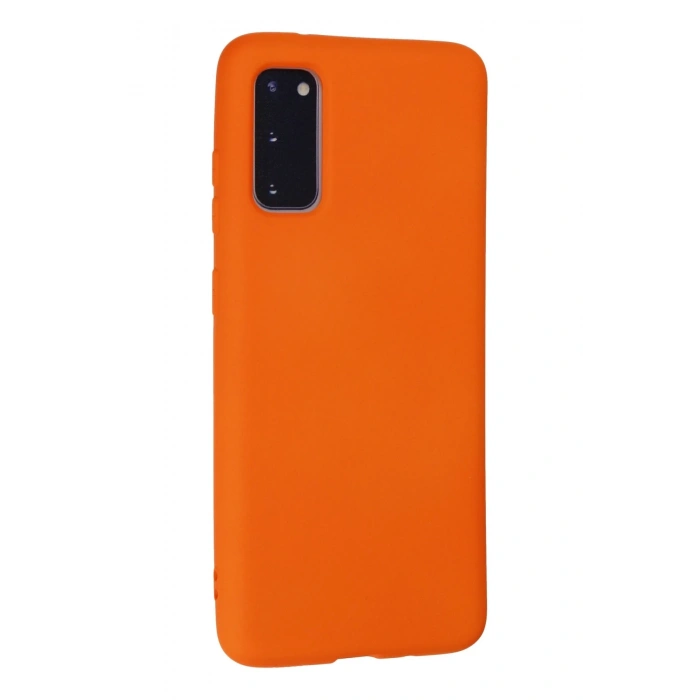 Samsung Galaxy S20 Kılıf Nano içi Kadife Silikon - Turuncu