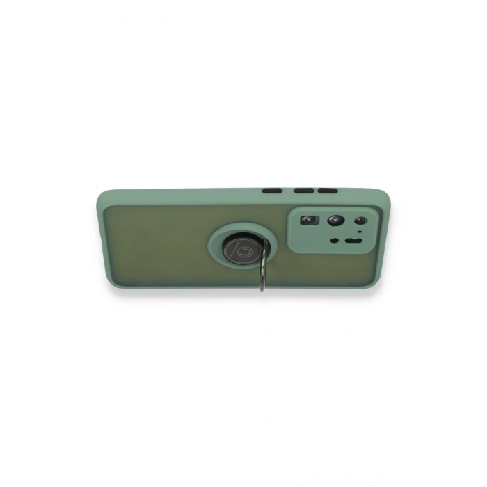 Samsung Galaxy S20 Ultra Kılıf Montreal Yüzüklü Silikon Kapak - Yeşil