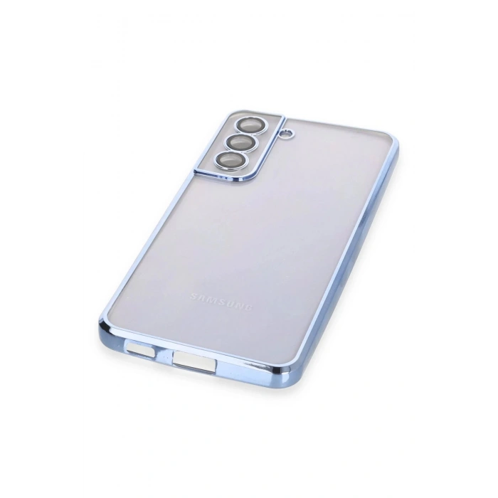 Samsung Galaxy S21 FE Kılıf Lensli Silikon - Açık Mavi