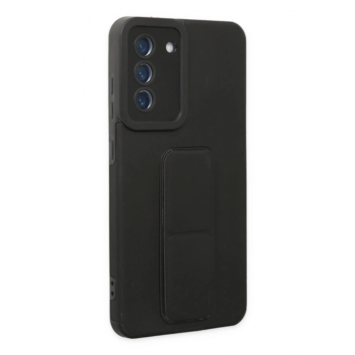 Samsung Galaxy S21 FE Kılıf Mega Standlı Silikon - Siyah