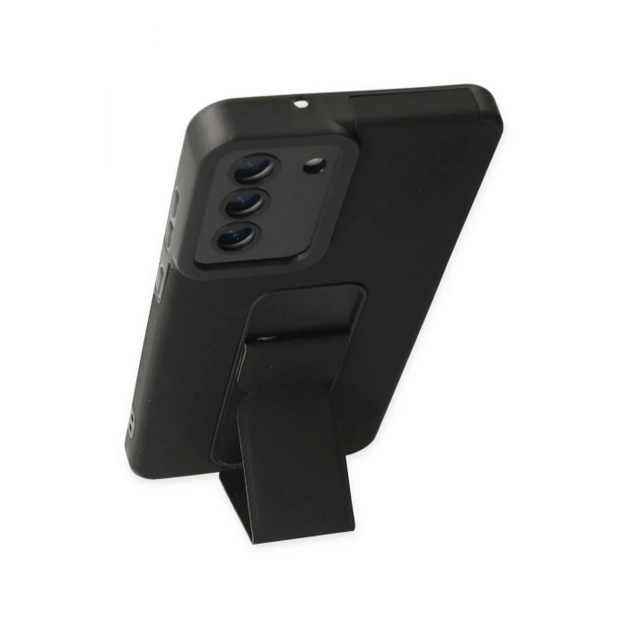 Samsung Galaxy S21 FE Kılıf Mega Standlı Silikon - Siyah