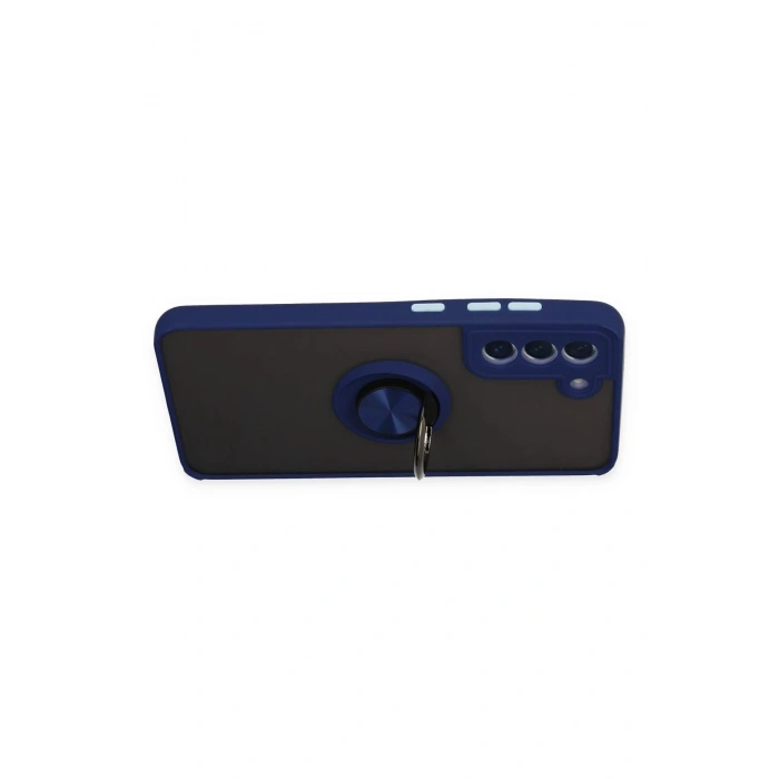 Samsung Galaxy S21 FE Kılıf Montreal Yüzüklü Silikon Kapak - Lacivert