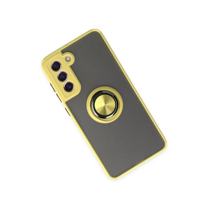 Samsung Galaxy S21 FE Kılıf Montreal Yüzüklü Silikon Kapak - Sarı