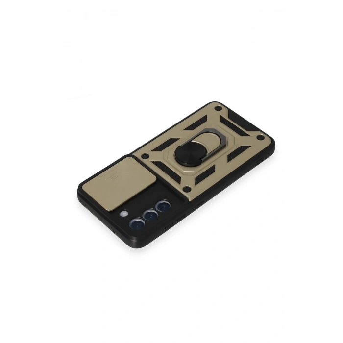 Samsung Galaxy S21 FE Kılıf Pars Lens Yüzüklü Silikon - Gold