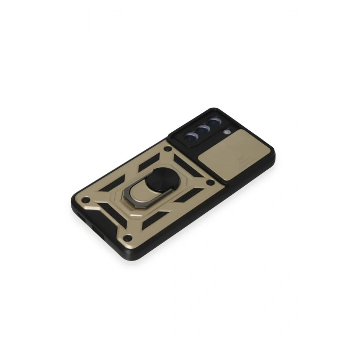 Samsung Galaxy S21 FE Kılıf Pars Lens Yüzüklü Silikon - Gold