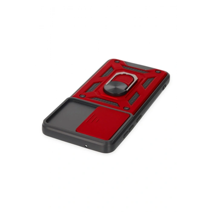 Samsung Galaxy S21 FE Kılıf Pars Lens Yüzüklü Silikon - Kırmızı