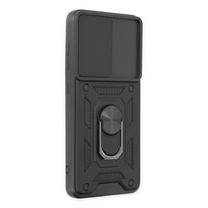 Samsung Galaxy S21 FE Kılıf Pars Lens Yüzüklü Silikon - Siyah