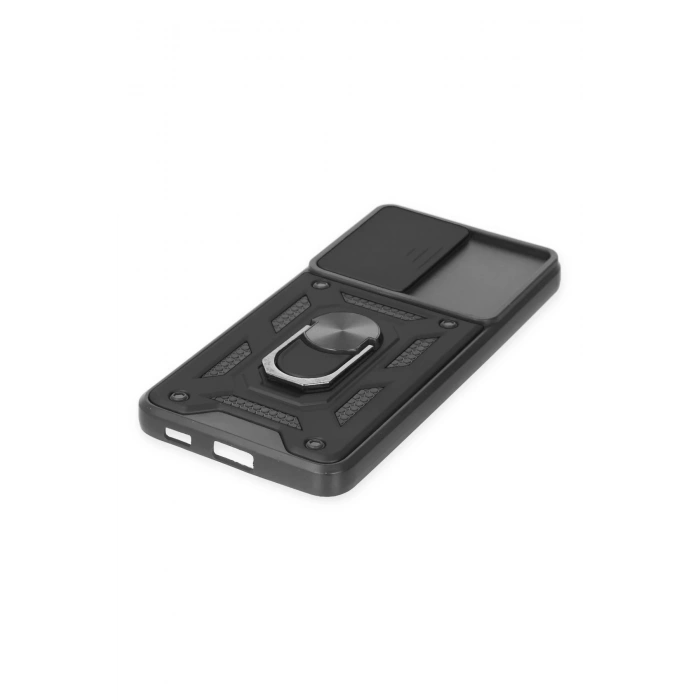 Samsung Galaxy S21 FE Kılıf Pars Lens Yüzüklü Silikon - Siyah