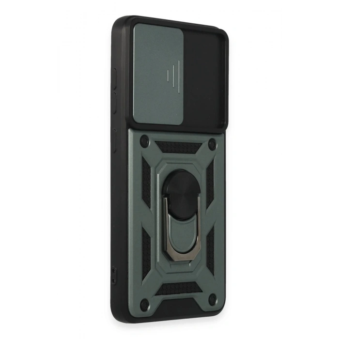 Samsung Galaxy S21 FE Kılıf Pars Lens Yüzüklü Silikon - Yeşil