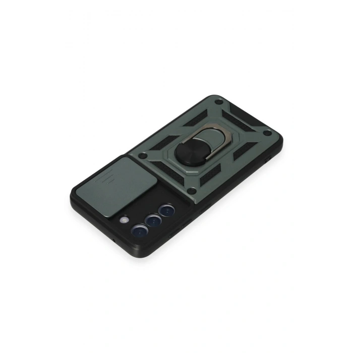 Samsung Galaxy S21 FE Kılıf Pars Lens Yüzüklü Silikon - Yeşil