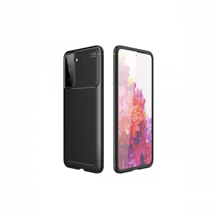 Samsung Galaxy S21 Plus Kılıf Auto Focus Karbon Kapak - Siyah