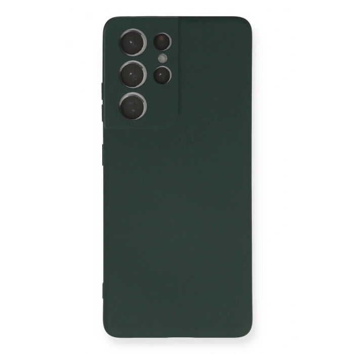 Samsung Galaxy S21 Ultra Kılıf Nano içi Kadife Silikon - Koyu Yeşil