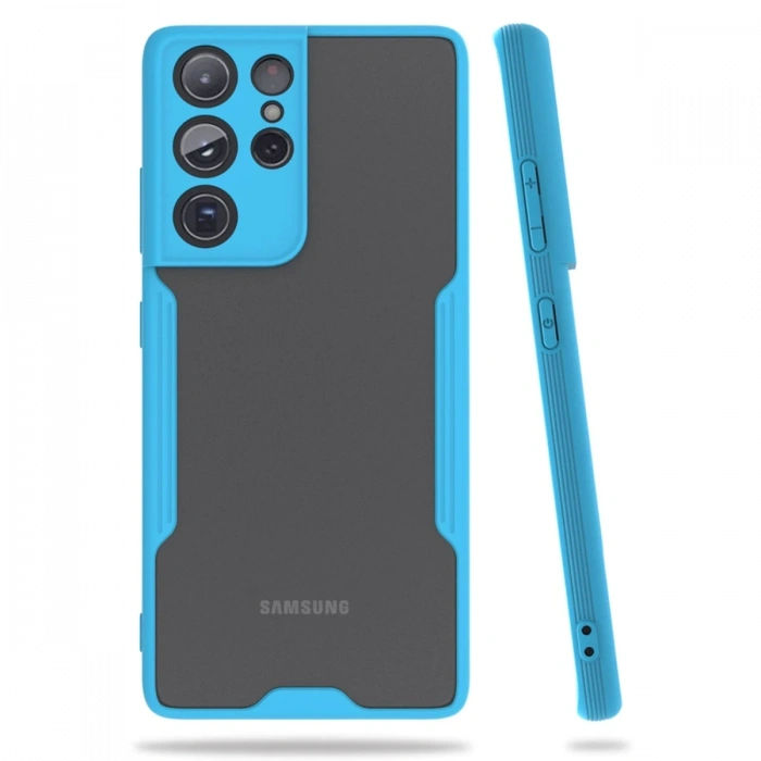Samsung Galaxy S21 Ultra Kılıf Platin Silikon - Mavi