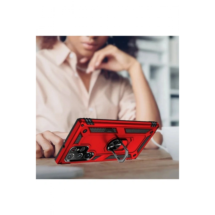 Samsung Galaxy S21 Ultra Kılıf Sofya Yüzüklü Silikon Kapak - Siyah