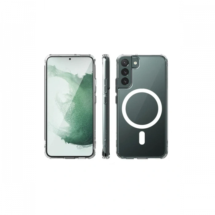 Samsung Galaxy S22 Kılıf Magneticsafe Şeffaf Silikon - Şeffaf