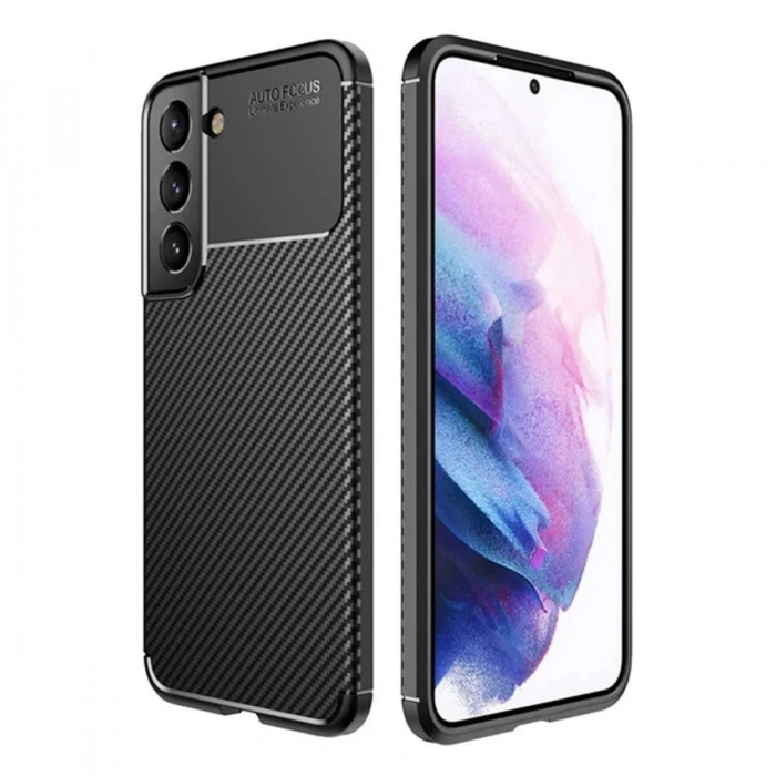 Samsung Galaxy S22 Plus Kılıf Auto Focus Karbon Kapak - Siyah