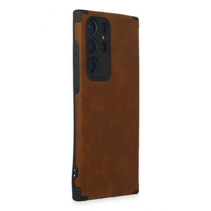 Samsung Galaxy S22 Ultra Kılıf Loop Deri Silikon - Kahverengi