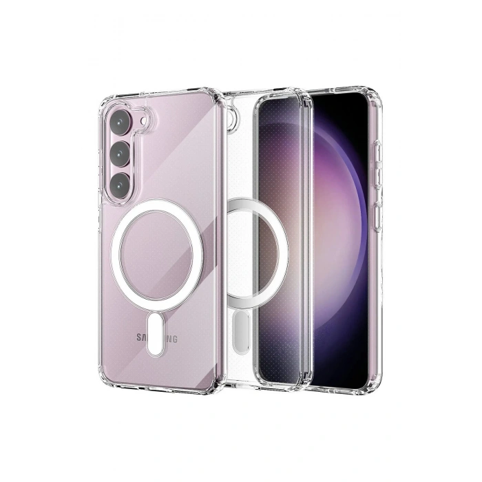 Samsung Galaxy S23 Kılıf Magneticsafe Şeffaf Silikon - Şeffaf