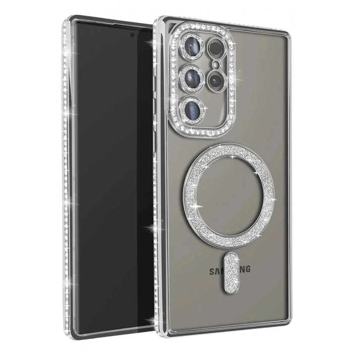 Samsung Galaxy S23 Ultra Joke Simli Magneticsafe Kılıf - Gümüş