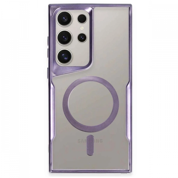 Samsung Galaxy S23 Ultra Kılıf Boyi Magsafe Silikon Kapak - Derin Mor