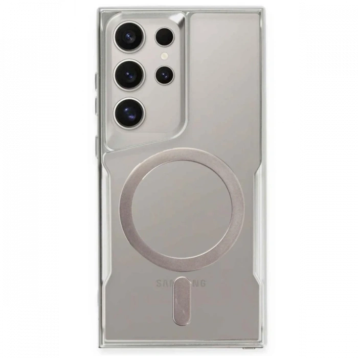Samsung Galaxy S23 Ultra Kılıf Boyi Magsafe Silikon Kapak - Gümüş