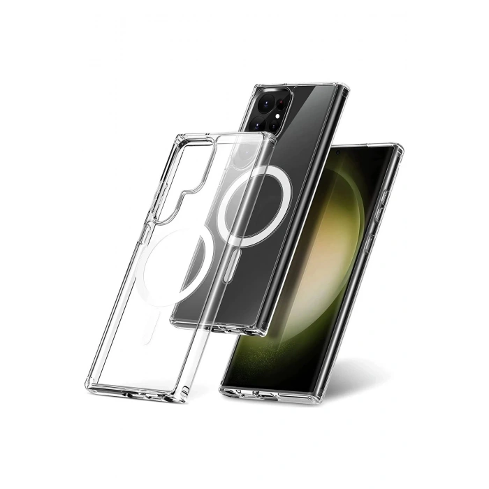 Samsung Galaxy S23 Ultra Kılıf Magneticsafe Şeffaf Silikon - Şeffaf