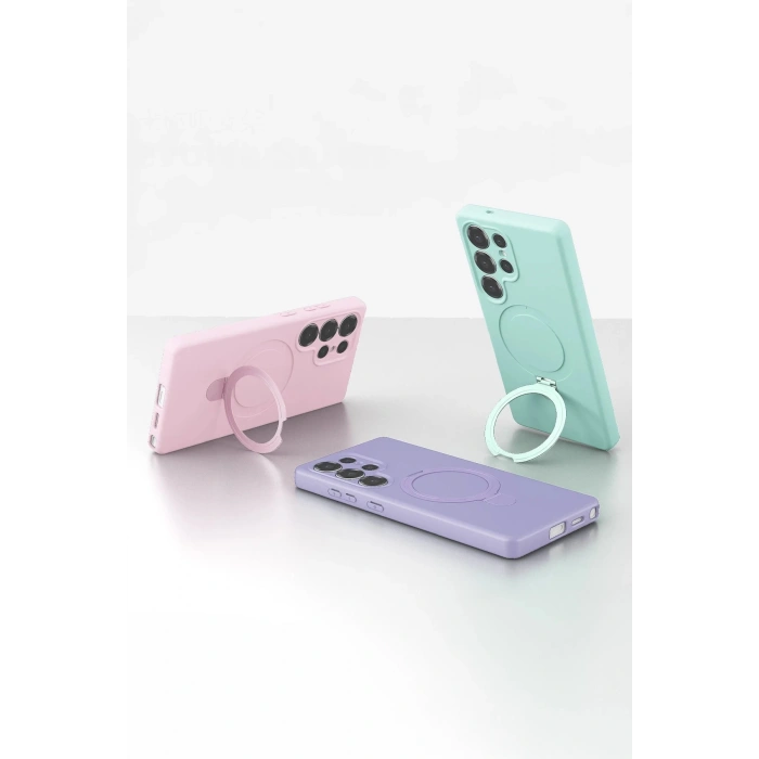 Samsung Galaxy S23 Ultra Regal Magsafe Standlı Kapak - Lila