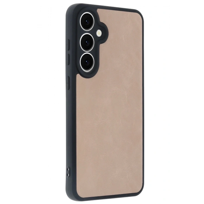 Samsung Galaxy S24 FE Kılıf Aras Deri Kapak - Pudra