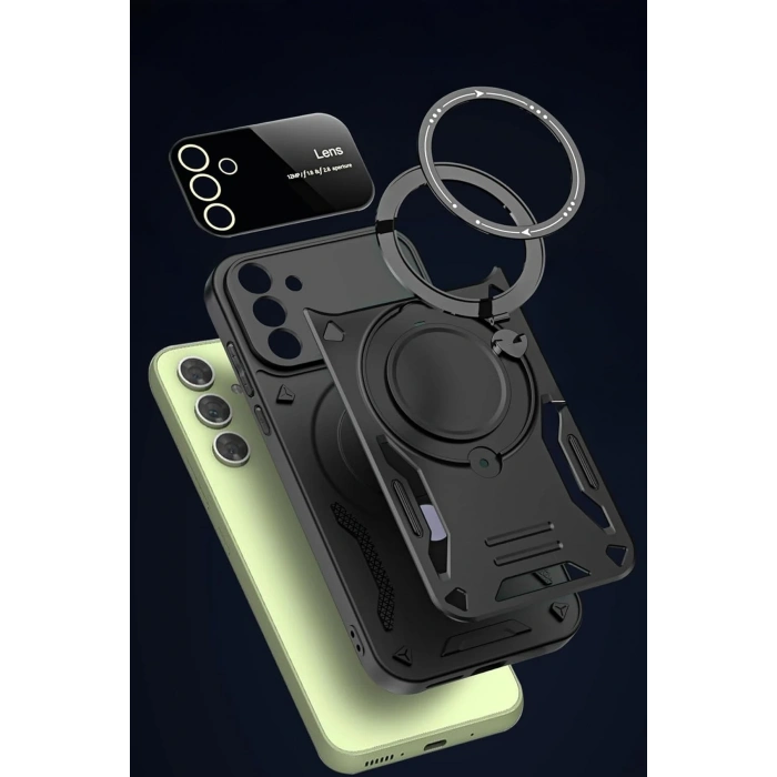 Samsung Galaxy S24 FE Kılıf Joy Lens Standlı Kapak - Kırmızı