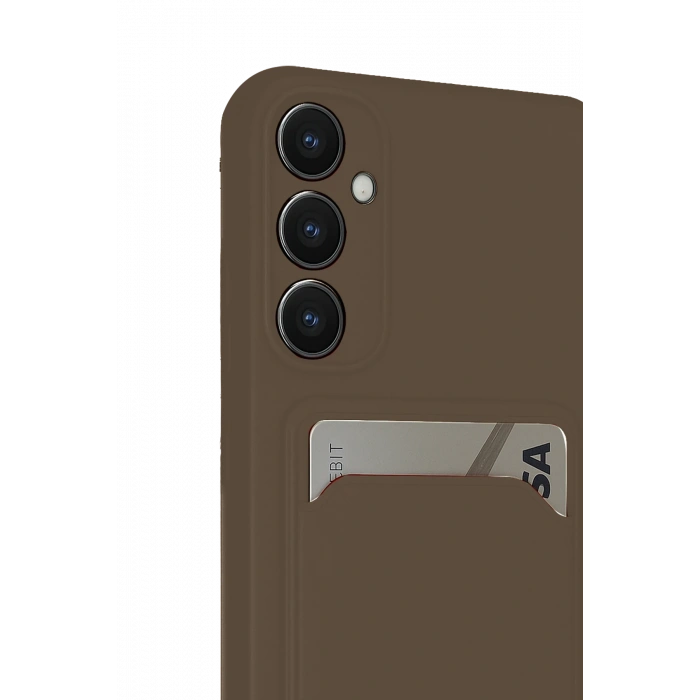 Samsung Galaxy S24 FE Kılıf Kelvin Kartvizitli Silikon - Kahverengi