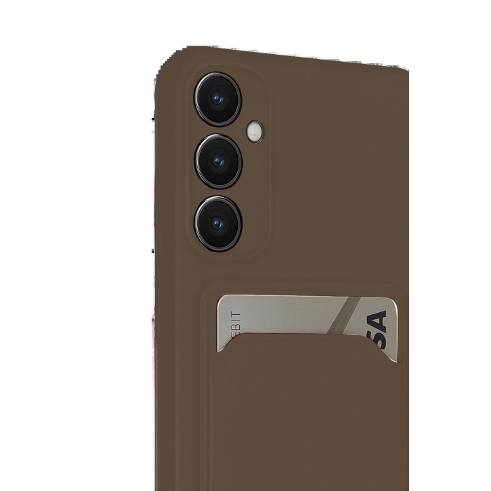 Samsung Galaxy S24 FE Kılıf Kelvin Kartvizitli Silikon - Kahverengi