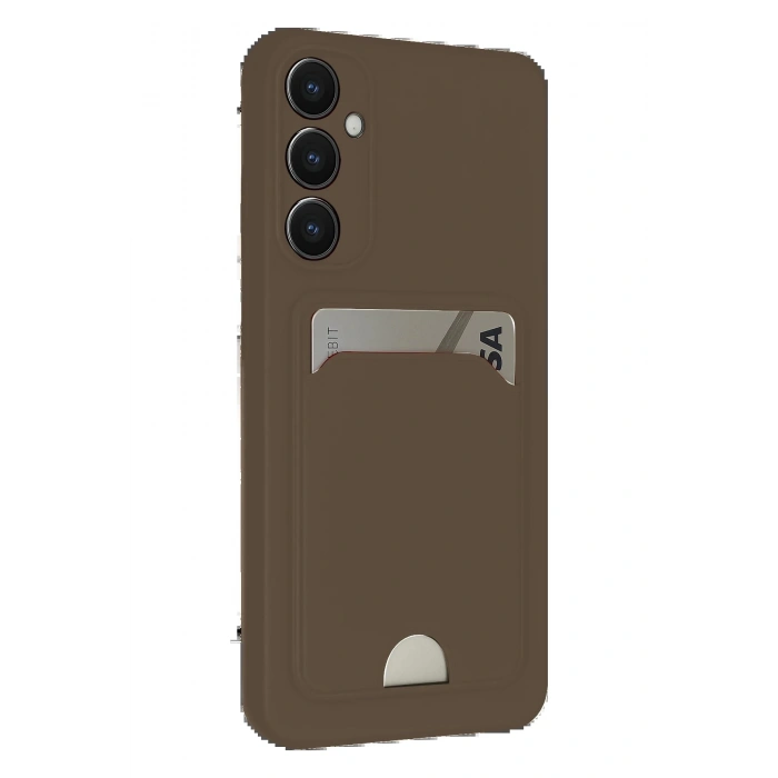Samsung Galaxy S24 FE Kılıf Kelvin Kartvizitli Silikon - Kahverengi