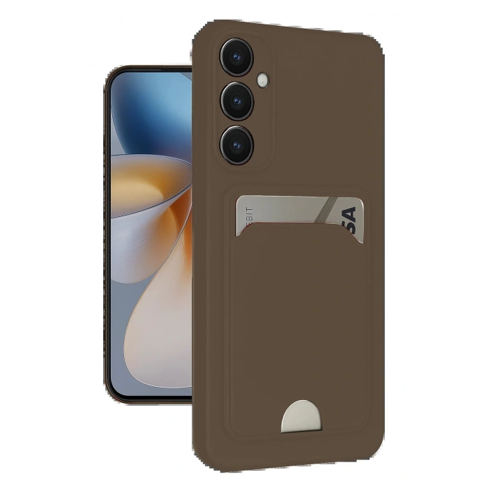 Samsung Galaxy S24 FE Kılıf Kelvin Kartvizitli Silikon - Kahverengi