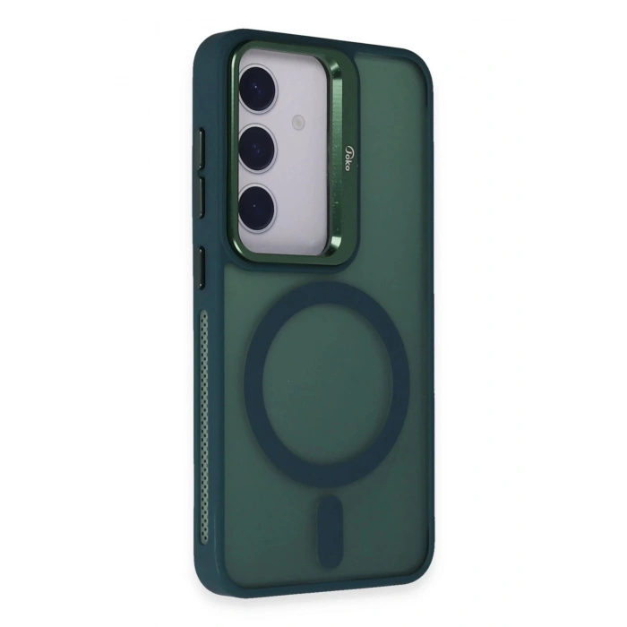 Samsung Galaxy S24 Flet Lens Magsafe Kapak - Koyu Yeşil