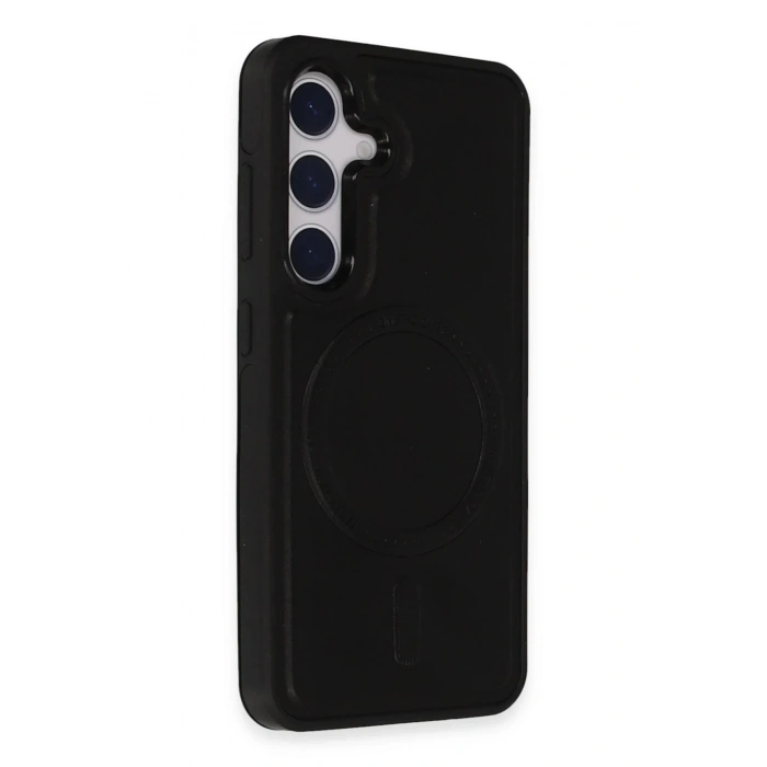 Samsung Galaxy S24 Kılıf Ozzi Magsafe Deri Kapak - Siyah