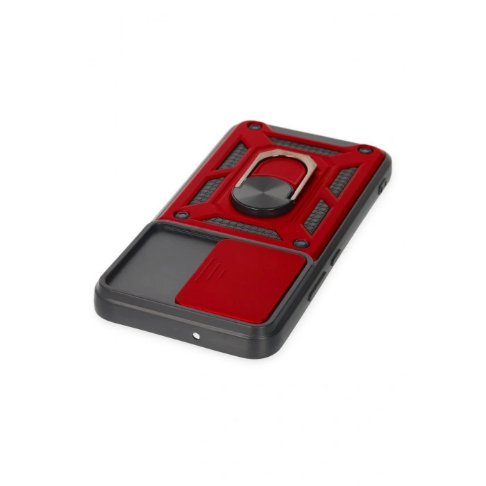 Samsung Galaxy S24 Kılıf Pars Lens Yüzüklü Silikon - Kırmızı