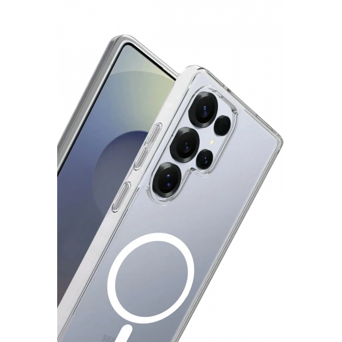 Samsung Galaxy S24 Ultra Combo Sert Şeffaf Magsafe Kapak - Şeffaf
