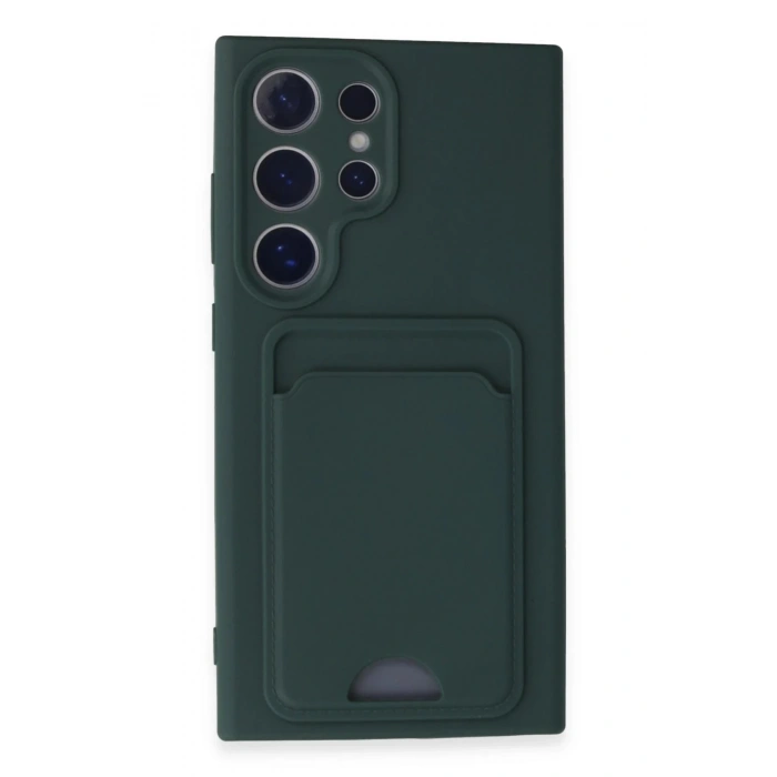 Samsung Galaxy S24 Ultra Kılıf Kelvin Kartvizitli Silikon - Koyu Yeşil