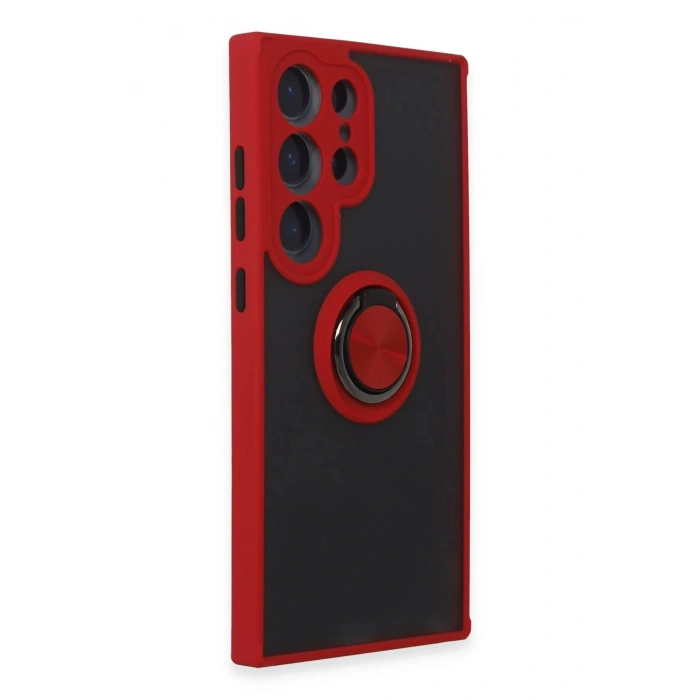 Samsung Galaxy S24 Ultra Kılıf Montreal Yüzüklü Silikon Kapak - Kırmızı